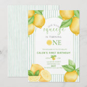  Our Main Squeeze Lemon 1st Birthday Invitation (Devant / Derrière)