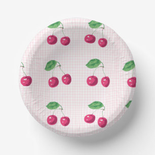"Our Sweet Cherry" Roze & Groene Verjaardag Papieren Kommen