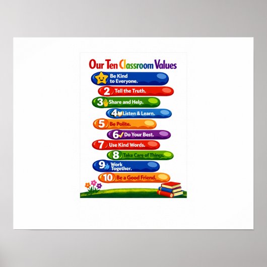 Our Ten Classroom Values – 16x20 Landscape Poster (Devant)
