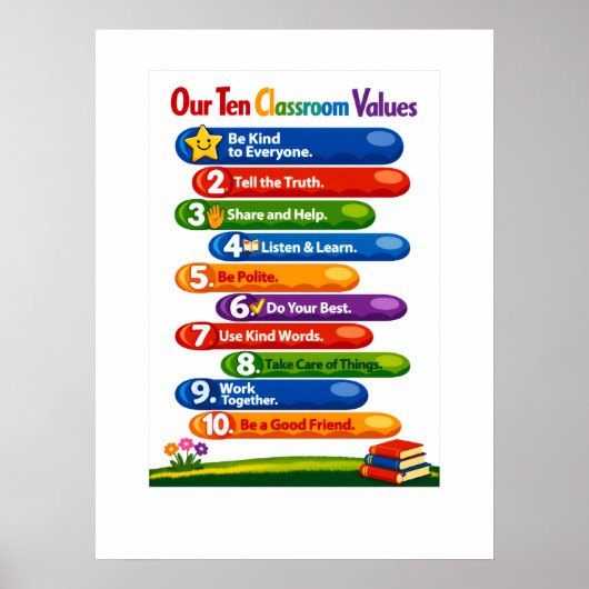 Our Ten Classroom Values – 18×24 Portrait Poster (Devant)