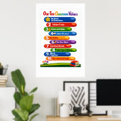Our Ten Classroom Values – 24x36 Portrait Poster (Bureau à domicile)