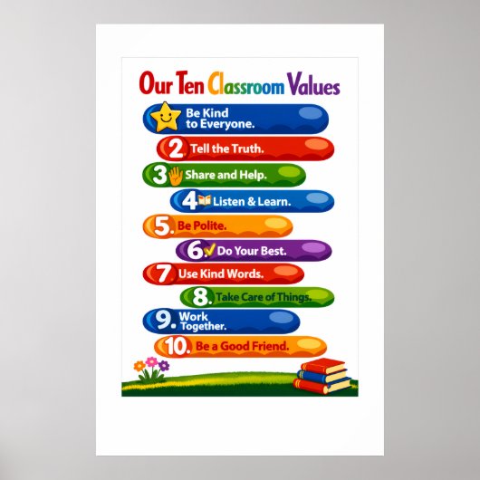 Our Ten Classroom Values – 24x36 Portrait Poster (Devant)