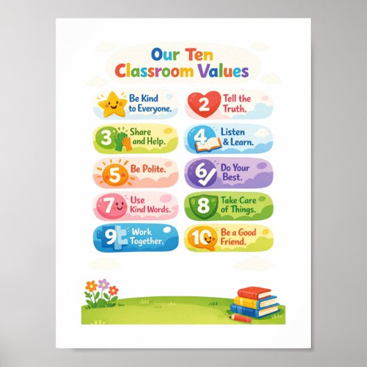 Our Ten Classroom Values Poster   (Devant)