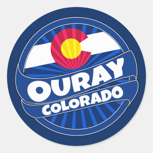 Ouray Colorado vlag barst stickers (Voorkant)
