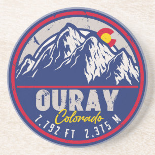 Ouray Colorado Vlag Camping Wandelen Souvenirs 80s Zandsteen Onderzetter
