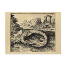 Ouroboros Dragon Biting it's Tail Sepia