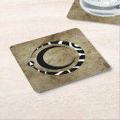 ouroboros en maan vierkante kartonnen onderzetter (Schuin)