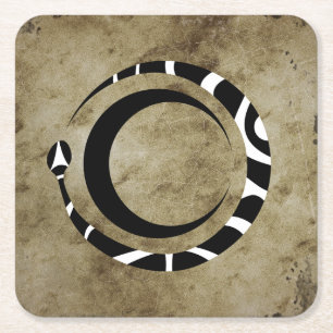 ouroboros en maan vierkante kartonnen onderzetter