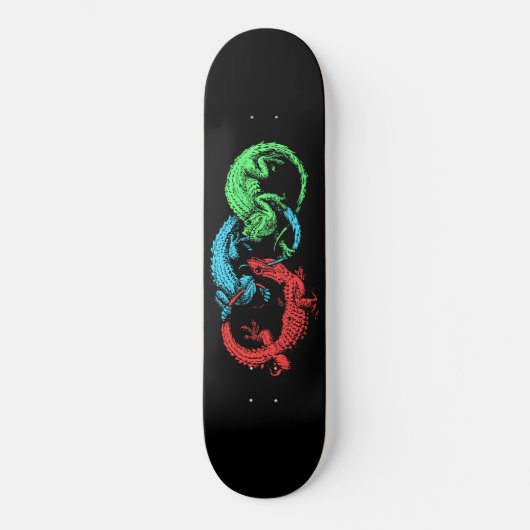 Ouroboros Lizards Black Skateboard (Voorkant)