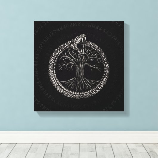 Ouroboros met levensboom canvas afdruk (Insitu (Houten vloer))