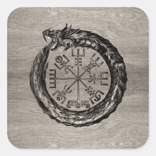 Ouroboros met Vegvisir Vierkante Sticker (Voorkant)