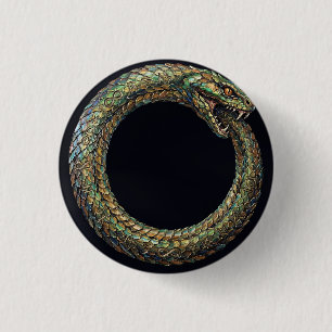 Ouroboros — Oude Slangsymbool Runen Poster Ronde Button 3,2 Cm