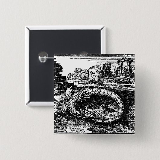 Ouroboros Serpent Pin-back Vierkante Button 5,1 Cm (Voorkant /achterkant)
