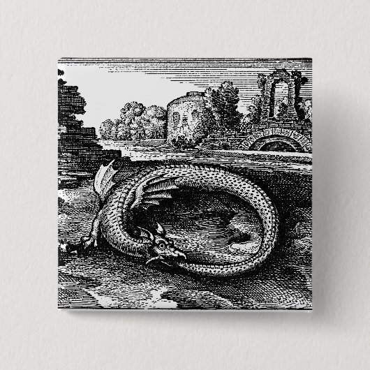 Ouroboros Serpent Pin-back Vierkante Button 5,1 Cm (Voorkant)