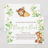 Ours Animal Baby Shower Apporter un Livre Carte de (Devant / Derrière)
