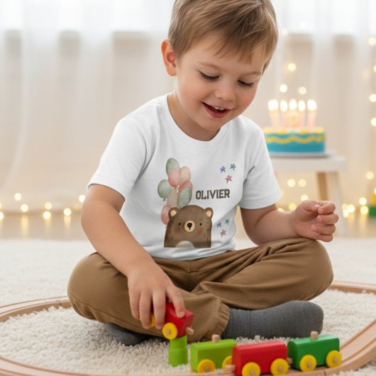 ours aquarelle avec ballons T-shirt Toddler