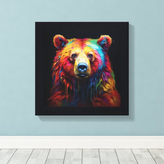 "Ours Arc-en-ciel" - Impression en toile étirée (Insitu (Plancher de Bois))