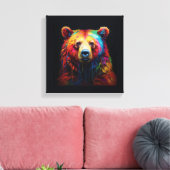 "Ours Arc-en-ciel" - Impression en toile étirée (Insitu(Salon))