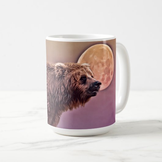 Ours avant café et une Pleine lune Art Mug Cup (Devant droit)