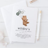 Ours avec 3 Ballons verts 1er Invitation anniversa