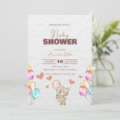 Ours avec ballons Baby shower Invitation (Debout devant)