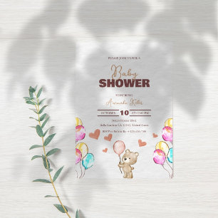 Ours avec ballons Baby shower Invitation