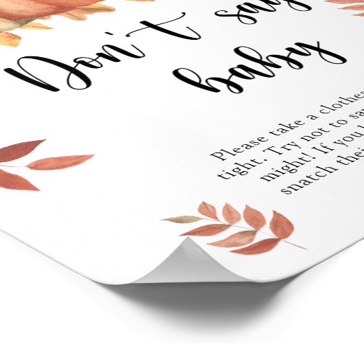 Ours avec citrouille - Ne pas dire Poster bébé (Coin)