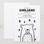 Ours avec Cravate Bow, invitation pour la fête d'a (Devant / Derrière)