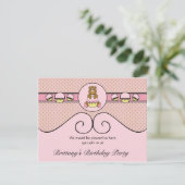 Ours Avec Diamants De Cupcake Rose Invitation (Debout devant)