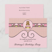 Ours Avec Diamants De Cupcake Rose Invitation (Devant / Derrière)
