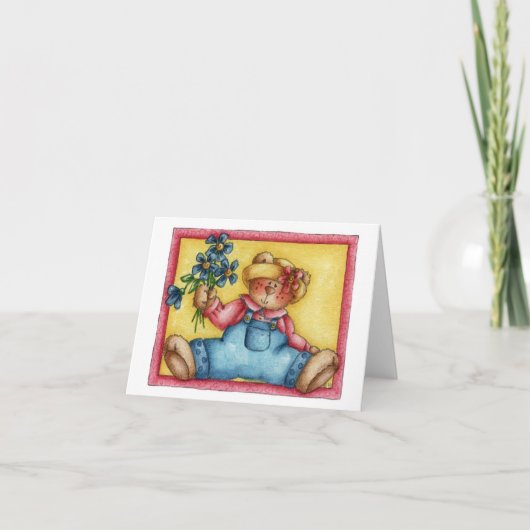 Ours avec fleurs - Carte de note (Devant)