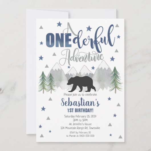 Ours Aventure originale Anniversaire Invitation 1è (Devant)