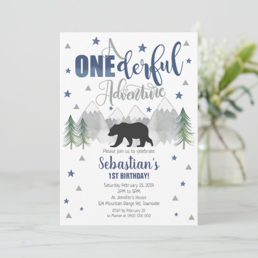 Ours Aventure originale Anniversaire Invitation 1è (Debout devant)