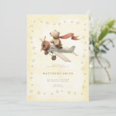 Ours avion invitation Baby Shower (Debout devant)