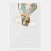 Ours, Ballon à air chaud vert, Baby shower d'accue (Recto)