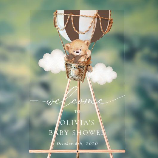 Ours, Ballon Brown à air chaud, Baby shower d'accu (Neutre)