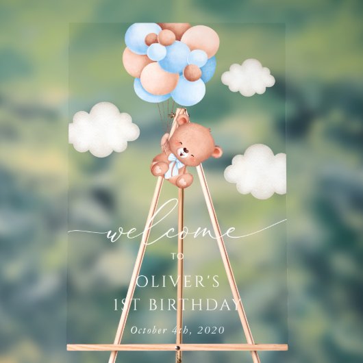 Ours Bébé, Ballons Bleus, Bienvenue pour le premie (Neutre)