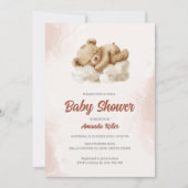 Ours Bébé Sleepy Invitation Baby shower neutre (Devant)