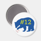 Ours Bleu avec Softball / Aimant de Baseball avec  (Recto/Verso)