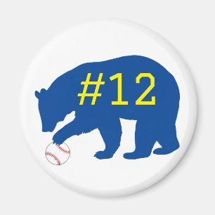 Ours Bleu avec Softball / Aimant de Baseball avec