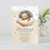 Ours bleu sur les nuages baby shower invitation (Debout devant)