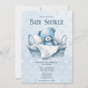 Ours bleu Teddy dans Panier Douche Invitation