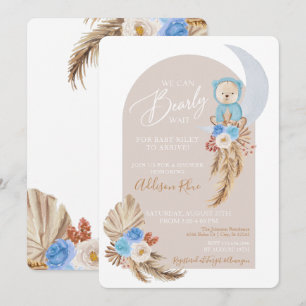 Ours Boho Blue Floral Baby Boy Shower Invitation