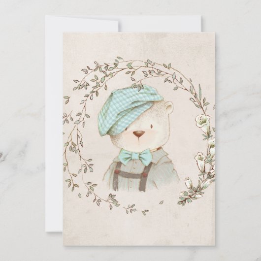 Ours Botanique Rustique Invitation Anniversaire (Dos)