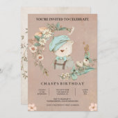 Ours Botanique Rustique Invitation Anniversaire (Devant / Derrière)