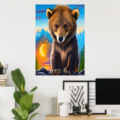 Ours Brown dans la forêt | AI Art Poster (Bureau à domicile)