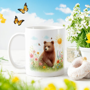 Ours Brown de l'aquarelle de printemps - Mug d'enf