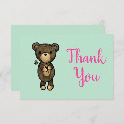 Ours Brown mignon avec Merci Fleur Jaune (Devant / Derrière)