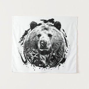 Ours Brun Animal Forêt Sauvage Oerwoud Natuur Mond Wandkleed