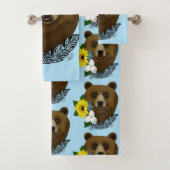 Ours Brun Fleurs Bleues Plume Faune (En situation)